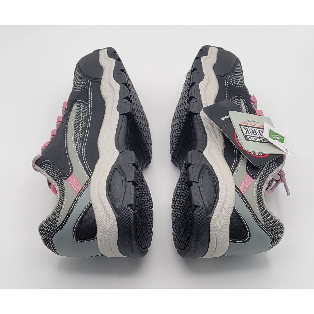 Skechers Work Biscoe Steel Toe Shoes Pink Gray Slip Resistant Womens size 10 - Picture 5 of 12
